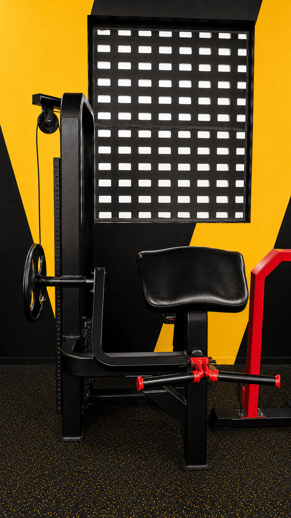 Plate-loaded seated machine at Goodlife Fitness Kumbhari