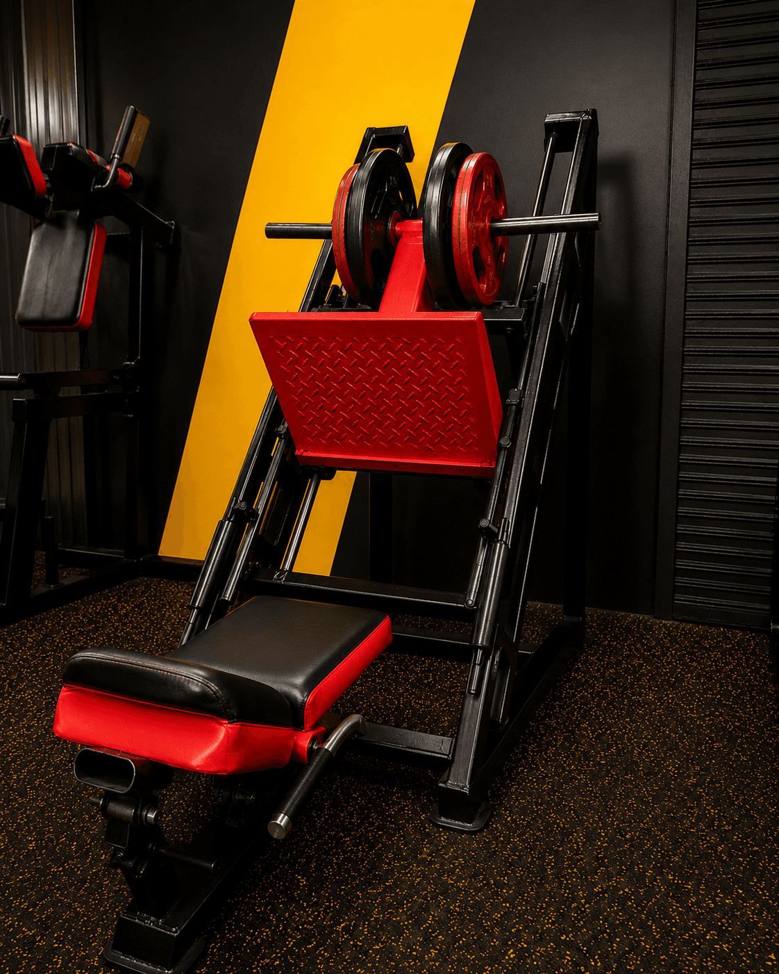 Angled leg press machine at Goodlife Fitness Kumbhari
