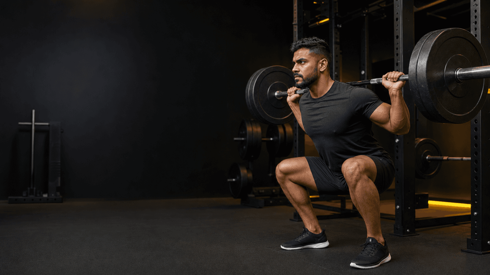 Athlete performing a barbell squat